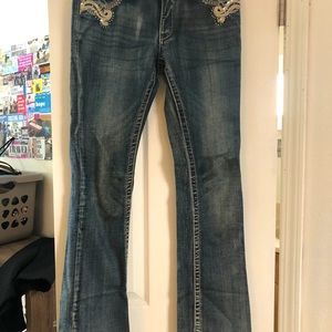 Embellished Denim Flare Jeans